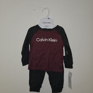 Calvin Klein Maroon & Charcoal Infant Two-Piece Set